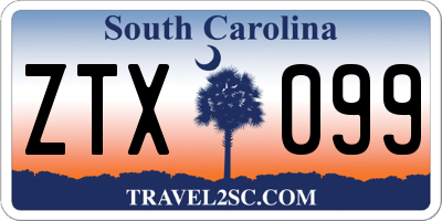 SC license plate ZTX099