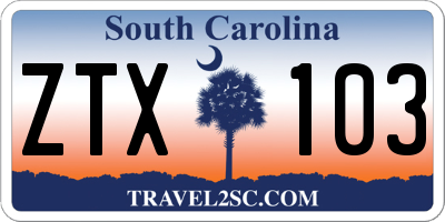 SC license plate ZTX103