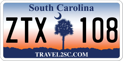 SC license plate ZTX108
