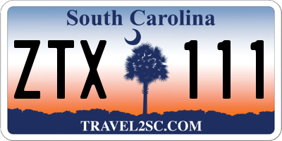SC license plate ZTX111