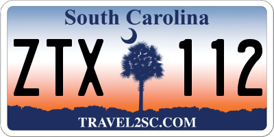 SC license plate ZTX112