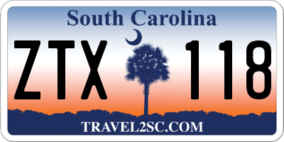 SC license plate ZTX118