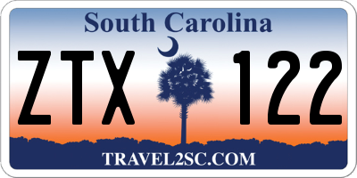 SC license plate ZTX122