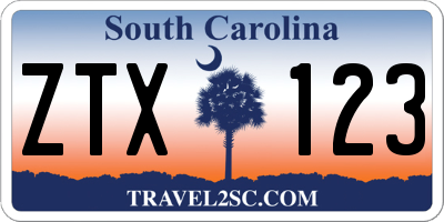 SC license plate ZTX123