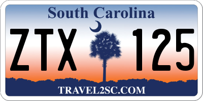SC license plate ZTX125