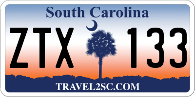 SC license plate ZTX133
