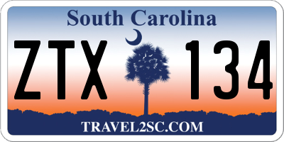 SC license plate ZTX134