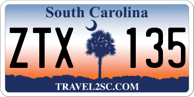 SC license plate ZTX135