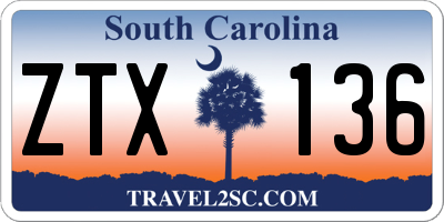 SC license plate ZTX136