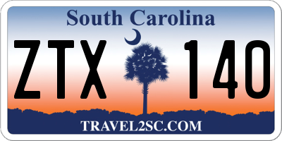 SC license plate ZTX140