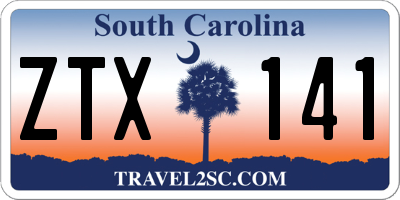 SC license plate ZTX141