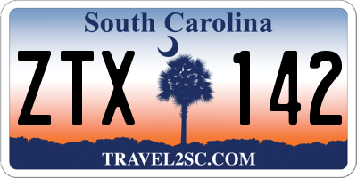 SC license plate ZTX142