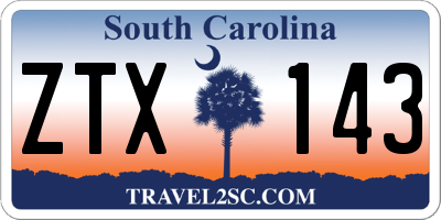 SC license plate ZTX143