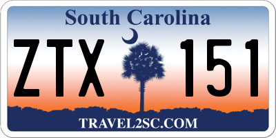 SC license plate ZTX151