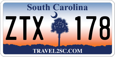 SC license plate ZTX178