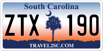 SC license plate ZTX190