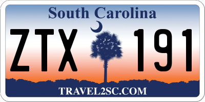 SC license plate ZTX191