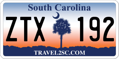 SC license plate ZTX192