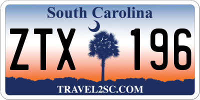 SC license plate ZTX196