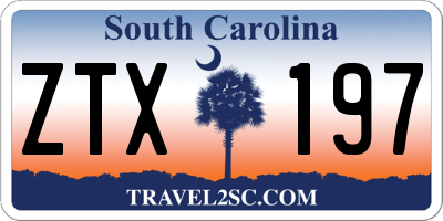 SC license plate ZTX197