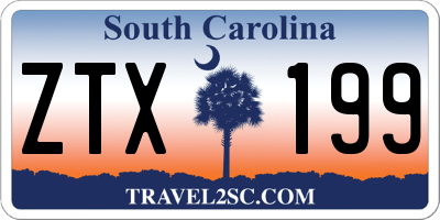 SC license plate ZTX199