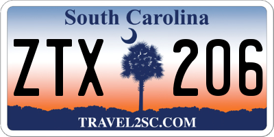SC license plate ZTX206