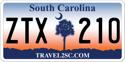 SC license plate ZTX210