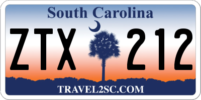 SC license plate ZTX212