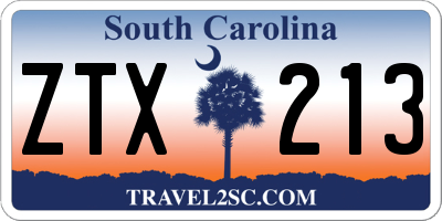 SC license plate ZTX213