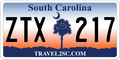 SC license plate ZTX217