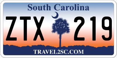 SC license plate ZTX219