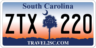SC license plate ZTX220