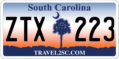 SC license plate ZTX223