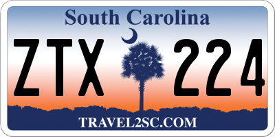 SC license plate ZTX224