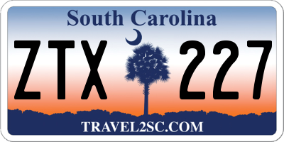 SC license plate ZTX227