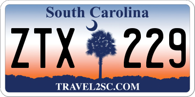 SC license plate ZTX229