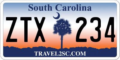 SC license plate ZTX234