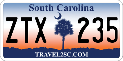 SC license plate ZTX235