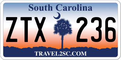 SC license plate ZTX236