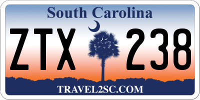 SC license plate ZTX238