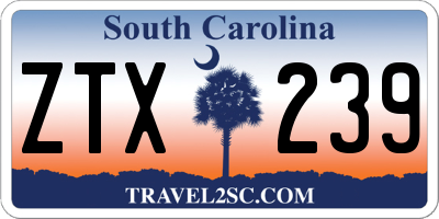 SC license plate ZTX239