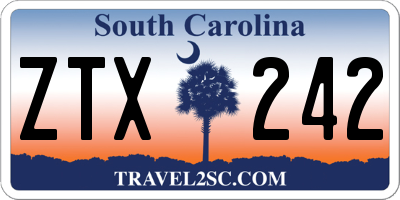 SC license plate ZTX242