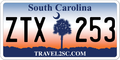 SC license plate ZTX253