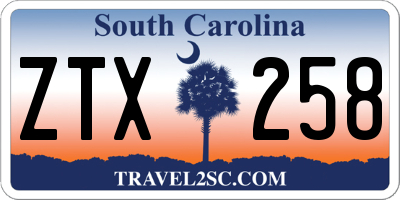 SC license plate ZTX258