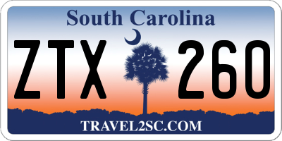 SC license plate ZTX260