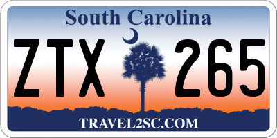 SC license plate ZTX265