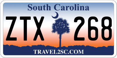 SC license plate ZTX268