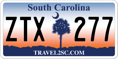 SC license plate ZTX277