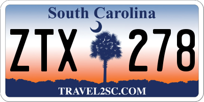 SC license plate ZTX278