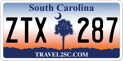 SC license plate ZTX287